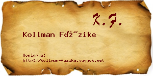 Kollman Füzike névjegykártya